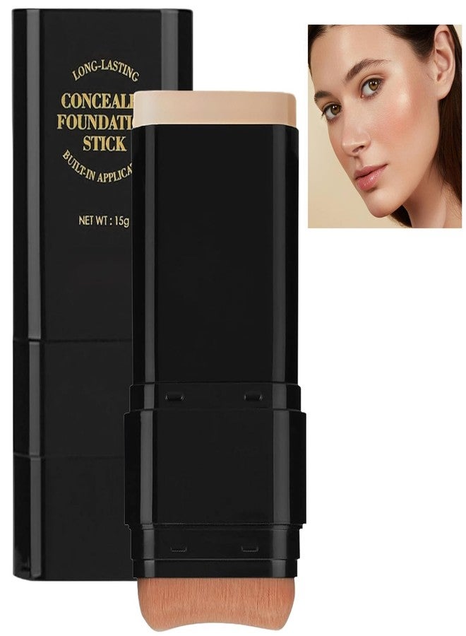 Phanund Foundation Stick, 2 in 1 Dual-Ended Long-Lasting Face Contouring Foundation, Concealer Stick with Brush, Full Coverage for Dark Circles & Blemishes, Hydrating Matte Contour Sticks for Face Makeup (03) - Image 1
